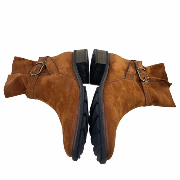 Paul Green Brown Ankle Boots with Buckle, Zipper, 9755-017 Size UK 3 (US 5.5) - Picture 4 of 7